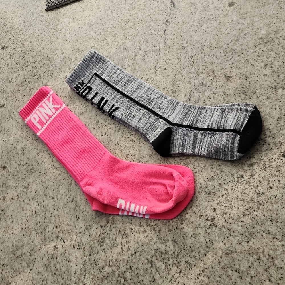 RARE...2 pairs of PINK Victoria Secret socks!